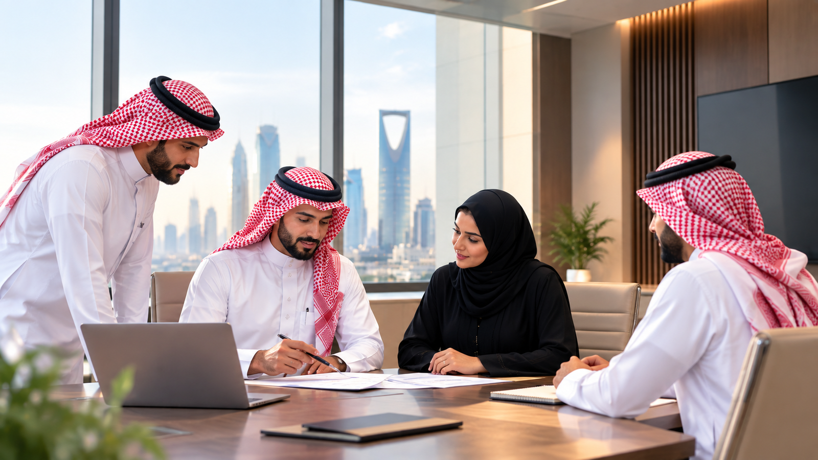 ABH team consulting with a client in a Riyadh boardroom