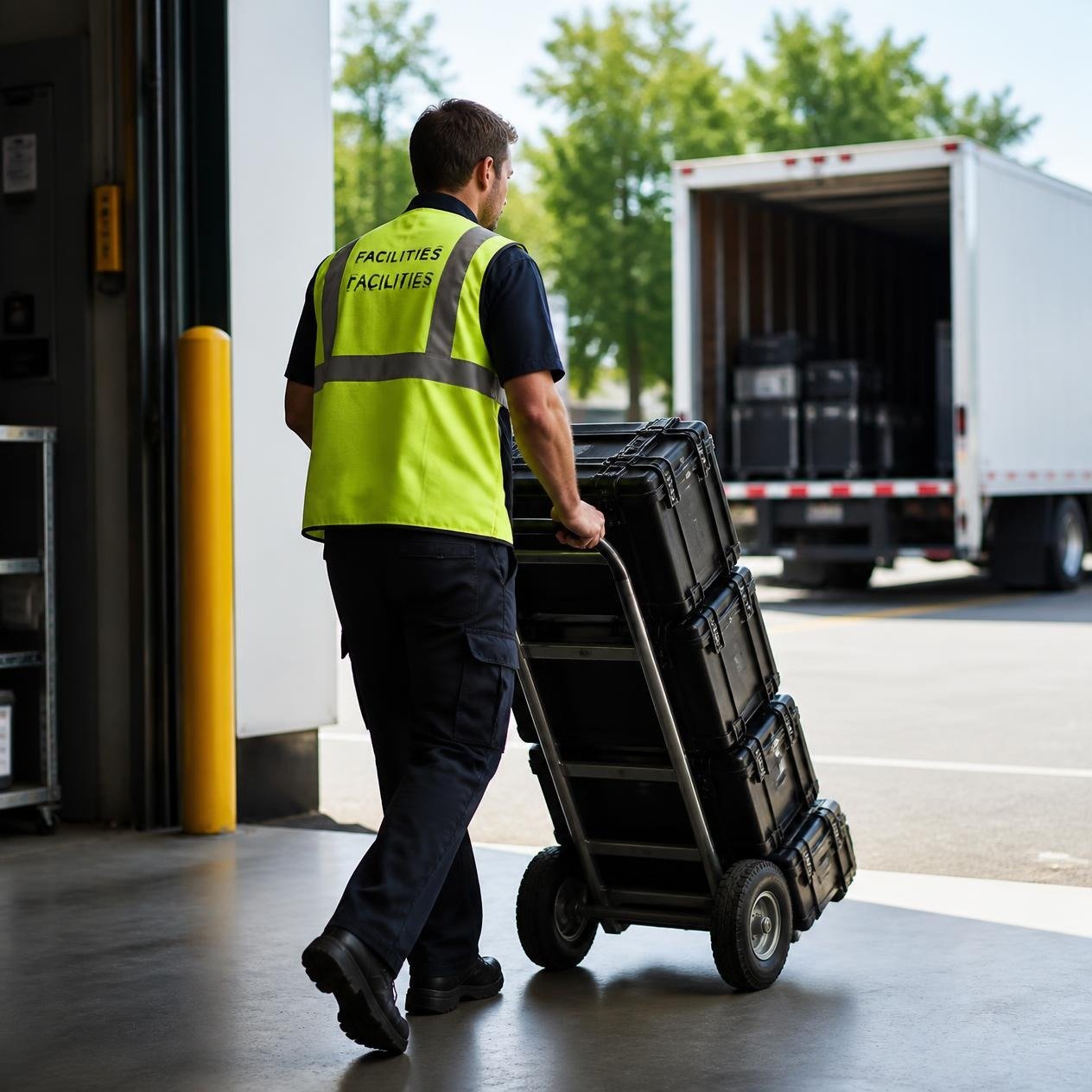 Helper loading equipment for an event