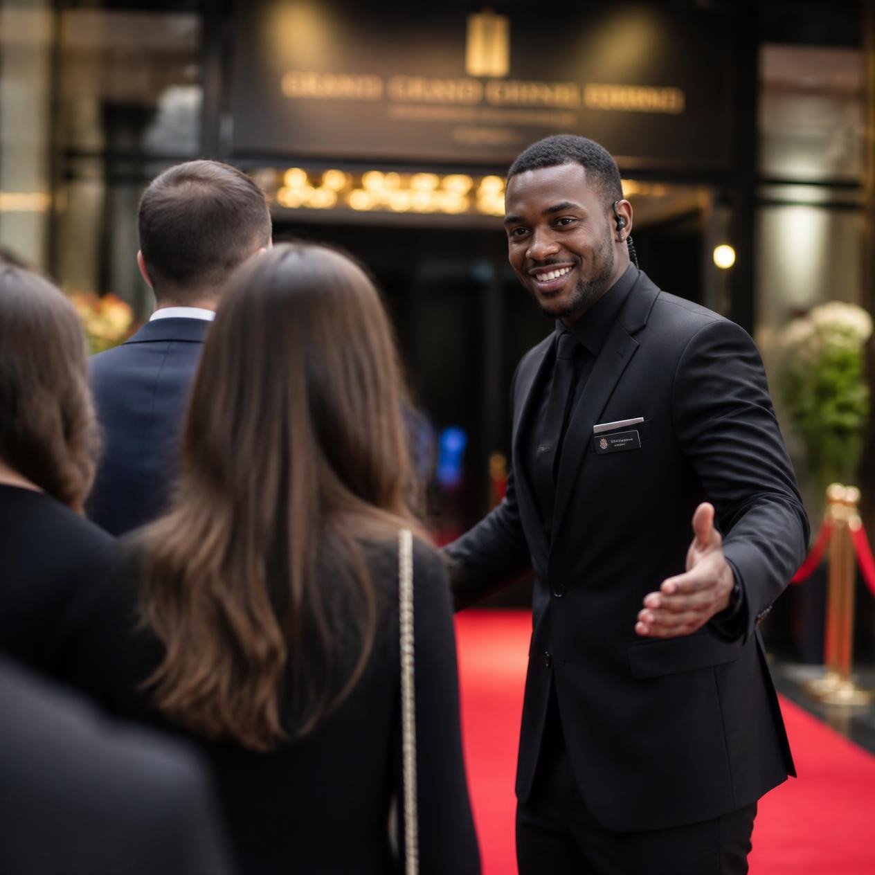 Usher guiding guests at an event entrance